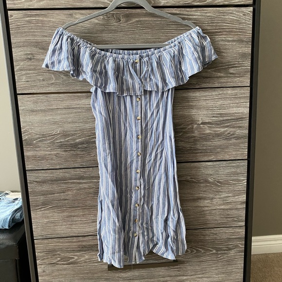NWOT American Eagle Stripe off the shoulder mini - Picture 1 of 5